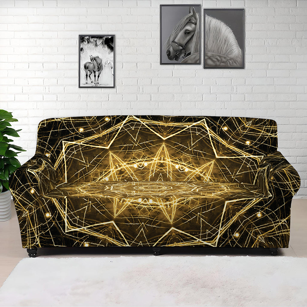 Gold Kaleidoscope Print Sofa Cover