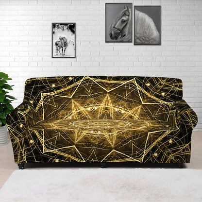 Gold Kaleidoscope Print Sofa Cover