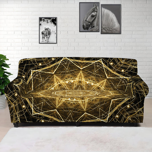Gold Kaleidoscope Print Sofa Cover