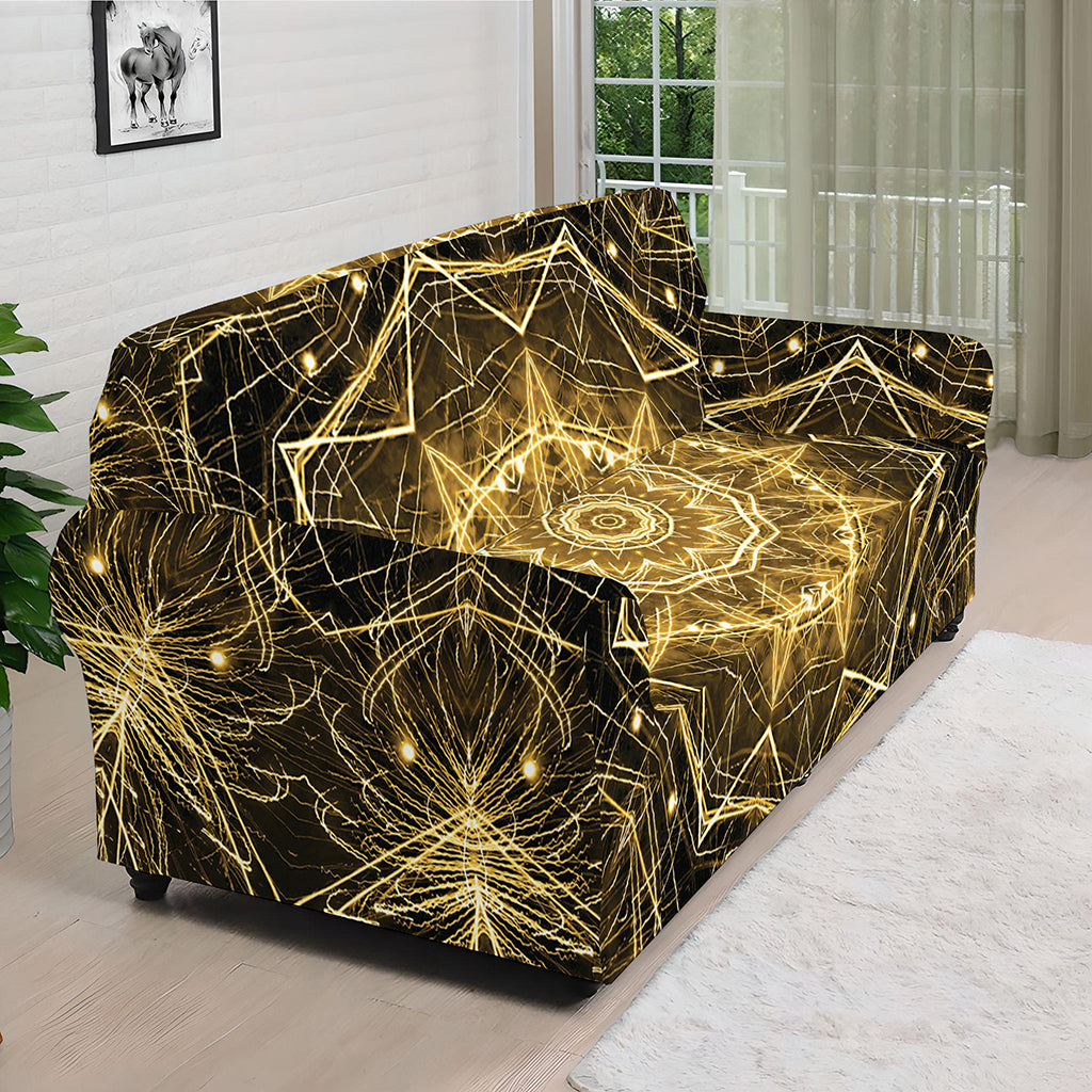 Gold Kaleidoscope Print Sofa Cover