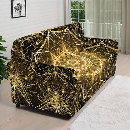 Gold Kaleidoscope Print Sofa Cover