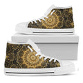 Gold Kaleidoscope Print White High Top Sneakers