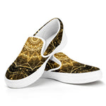 Gold Kaleidoscope Print White Slip On Shoes