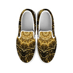 Gold Kaleidoscope Print White Slip On Shoes
