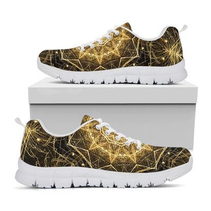 Gold Kaleidoscope Print White Sneakers
