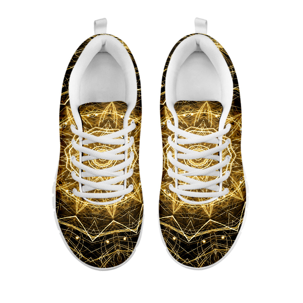 Gold Kaleidoscope Print White Sneakers