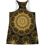 Gold Kaleidoscope Print Women's Racerback Tank Top