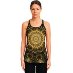 Gold Kaleidoscope Print Women's Racerback Tank Top