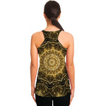 Gold Kaleidoscope Print Women's Racerback Tank Top