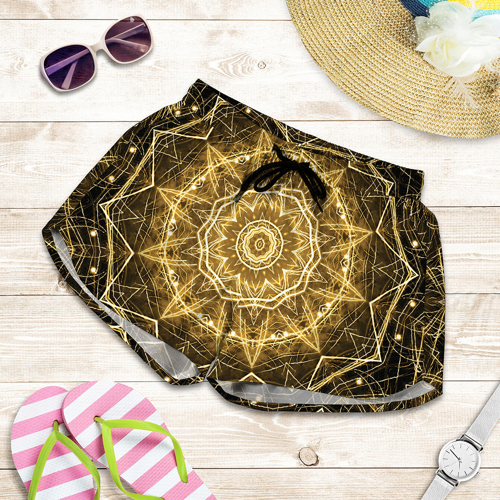 Gold Kaleidoscope Print Women's Shorts