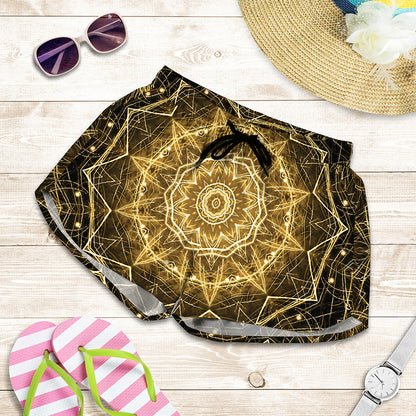 Gold Kaleidoscope Print Women's Shorts