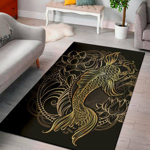 Gold Koi Carp Fish Print Area Rug