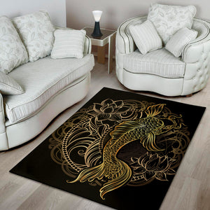 Gold Koi Carp Fish Print Area Rug