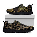 Gold Koi Carp Fish Print Black Running Shoes