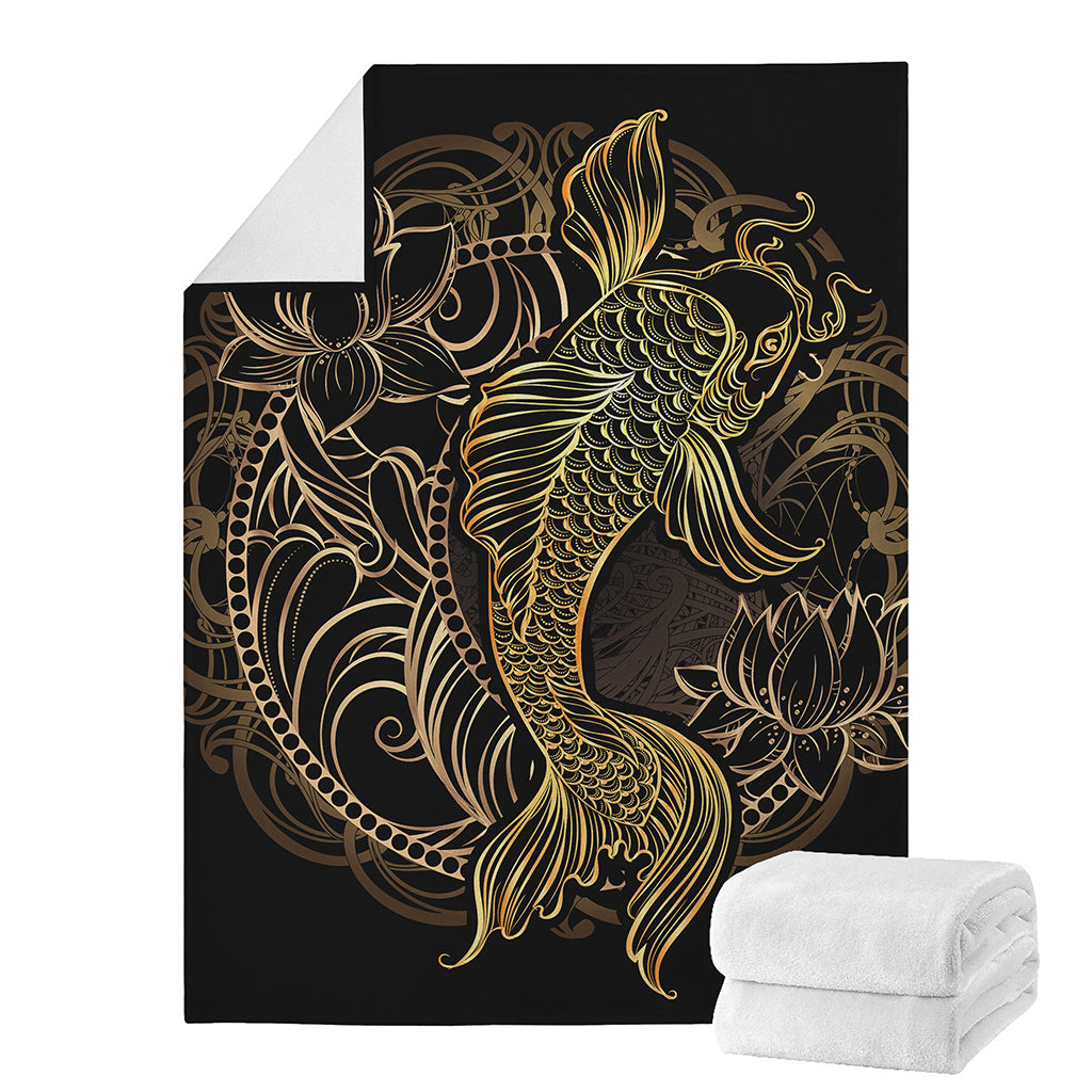 Gold Koi Carp Fish Print Blanket