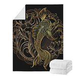 Gold Koi Carp Fish Print Blanket