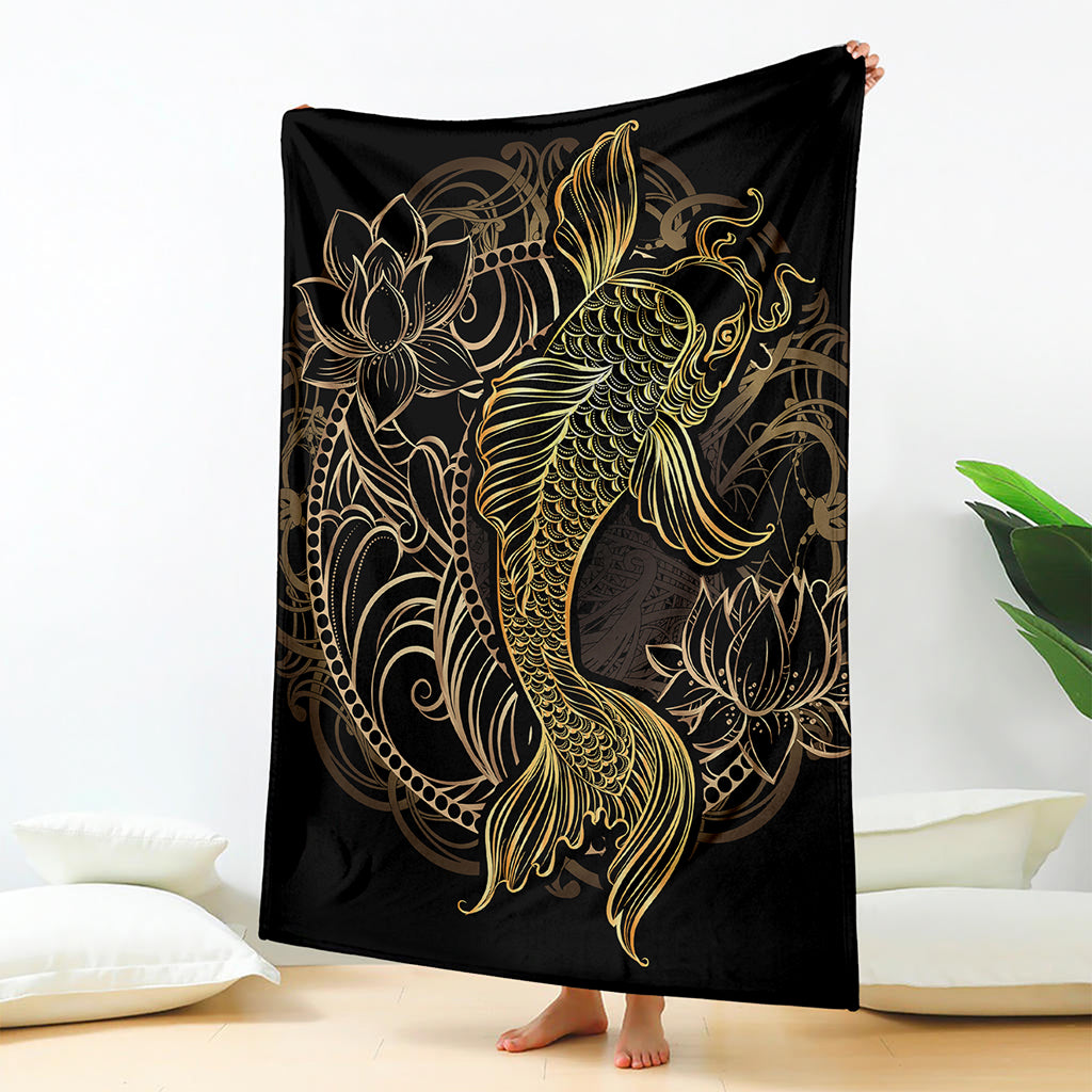 Gold Koi Carp Fish Print Blanket