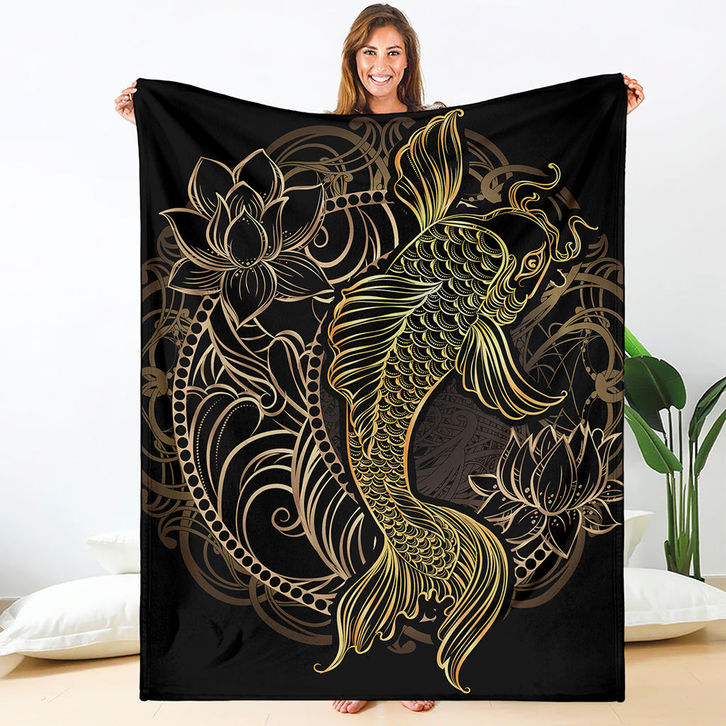 Gold Koi Carp Fish Print Blanket