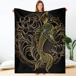 Gold Koi Carp Fish Print Blanket