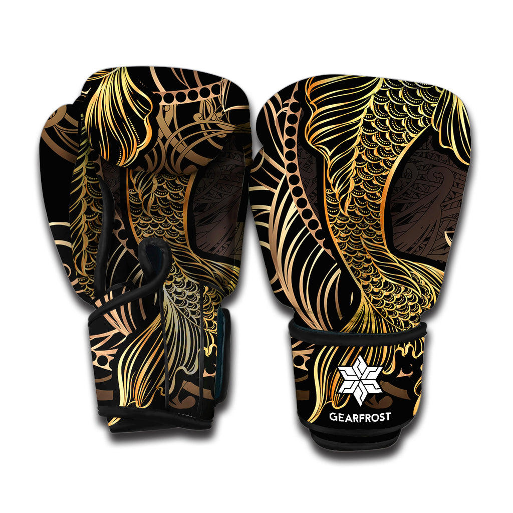 Gold Koi Carp Fish Print Boxing Gloves