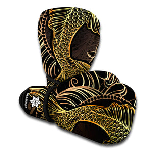 Gold Koi Carp Fish Print Boxing Gloves