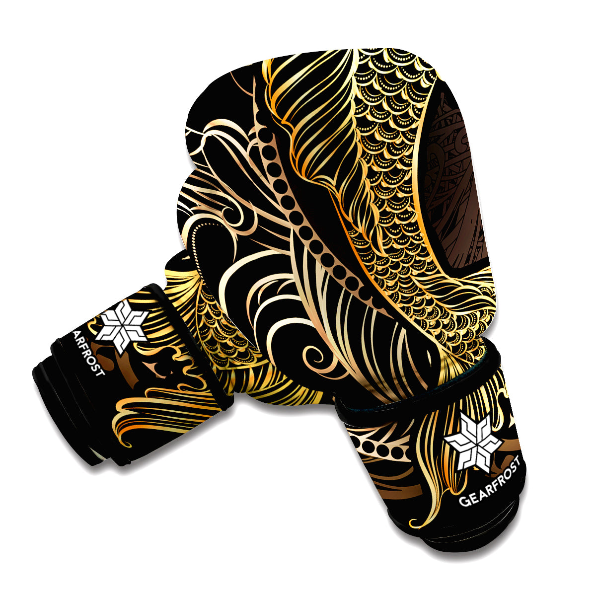 Gold Koi Carp Fish Print Boxing Gloves