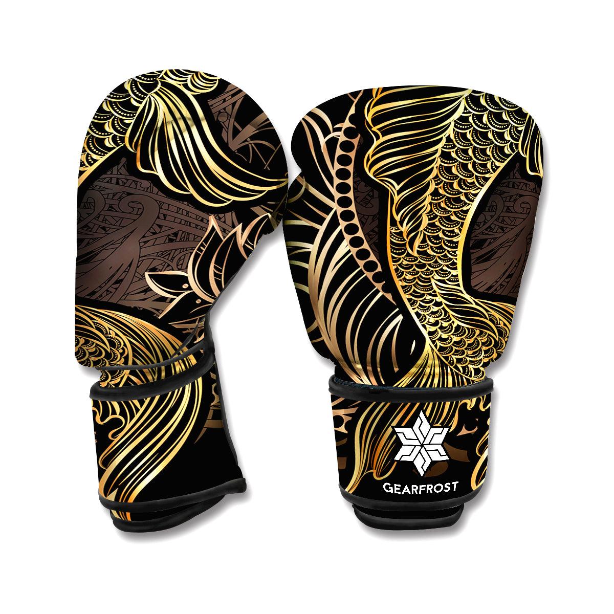 Gold Koi Carp Fish Print Boxing Gloves