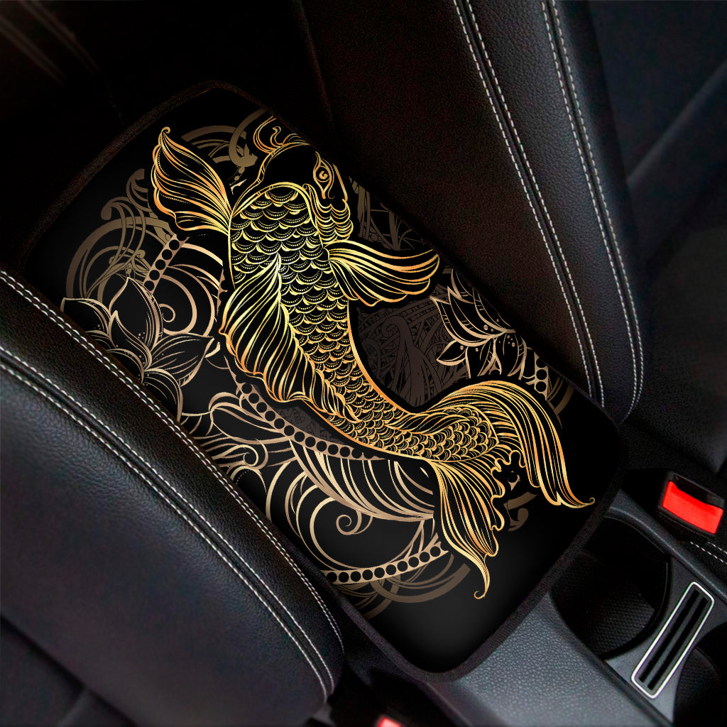 Gold Koi Carp Fish Print Car Center Console Cover