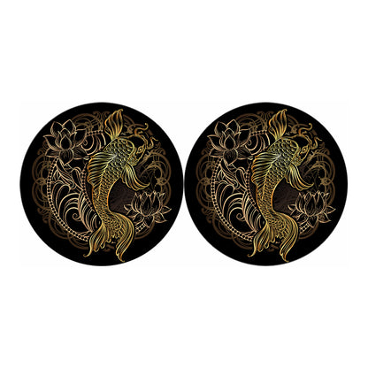 Gold Koi Carp Fish Print Car Coasters