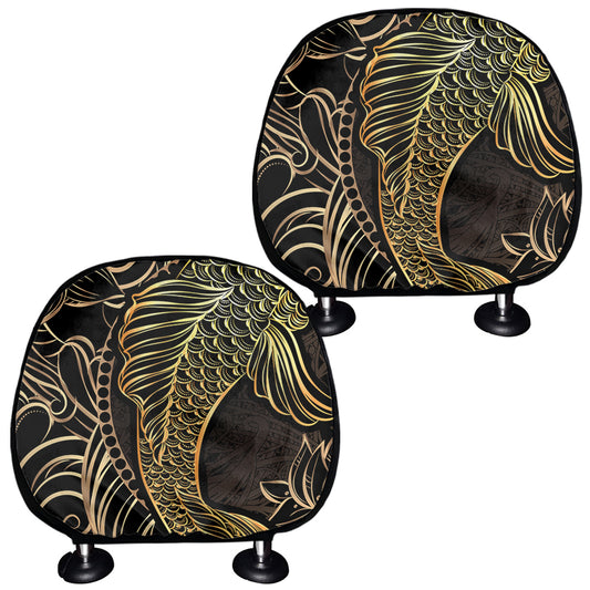 Gold Koi Carp Fish Print Car Headrest Covers