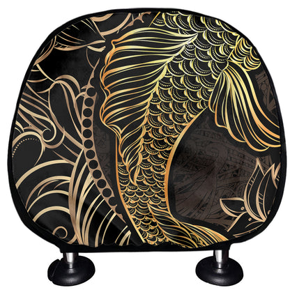 Gold Koi Carp Fish Print Car Headrest Covers