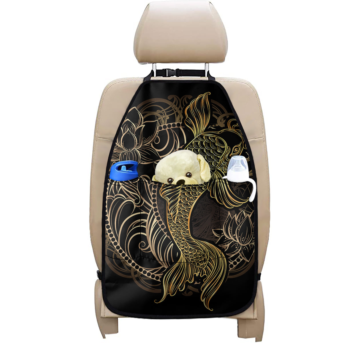 Gold Koi Carp Fish Print Car Seat Organizers