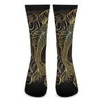 Gold Koi Carp Fish Print Crew Socks