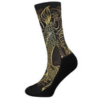 Gold Koi Carp Fish Print Crew Socks