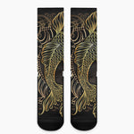 Gold Koi Carp Fish Print Crew Socks