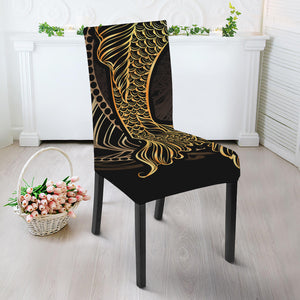 Gold Koi Carp Fish Print Dining Chair Slipcover