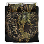 Gold Koi Carp Fish Print Duvet Cover Bedding Set