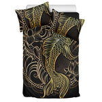 Gold Koi Carp Fish Print Duvet Cover Bedding Set