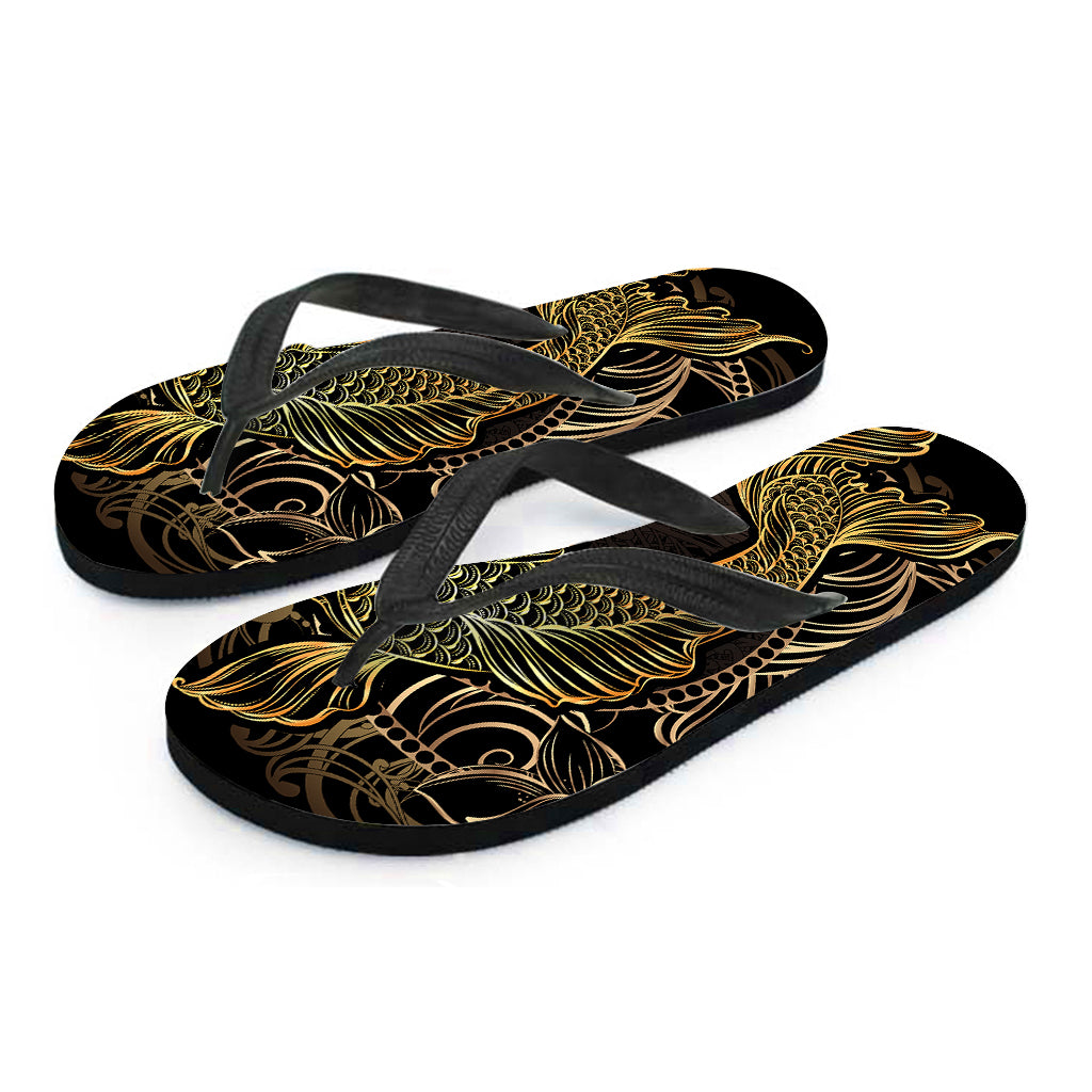 Gold Koi Carp Fish Print Flip Flops