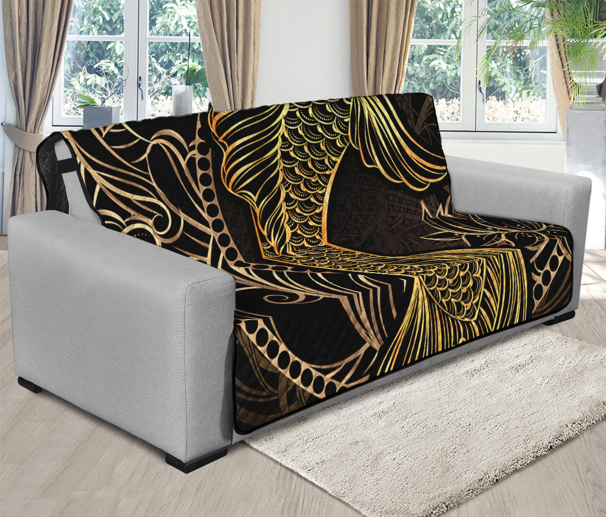 Gold Koi Carp Fish Print Futon Protector