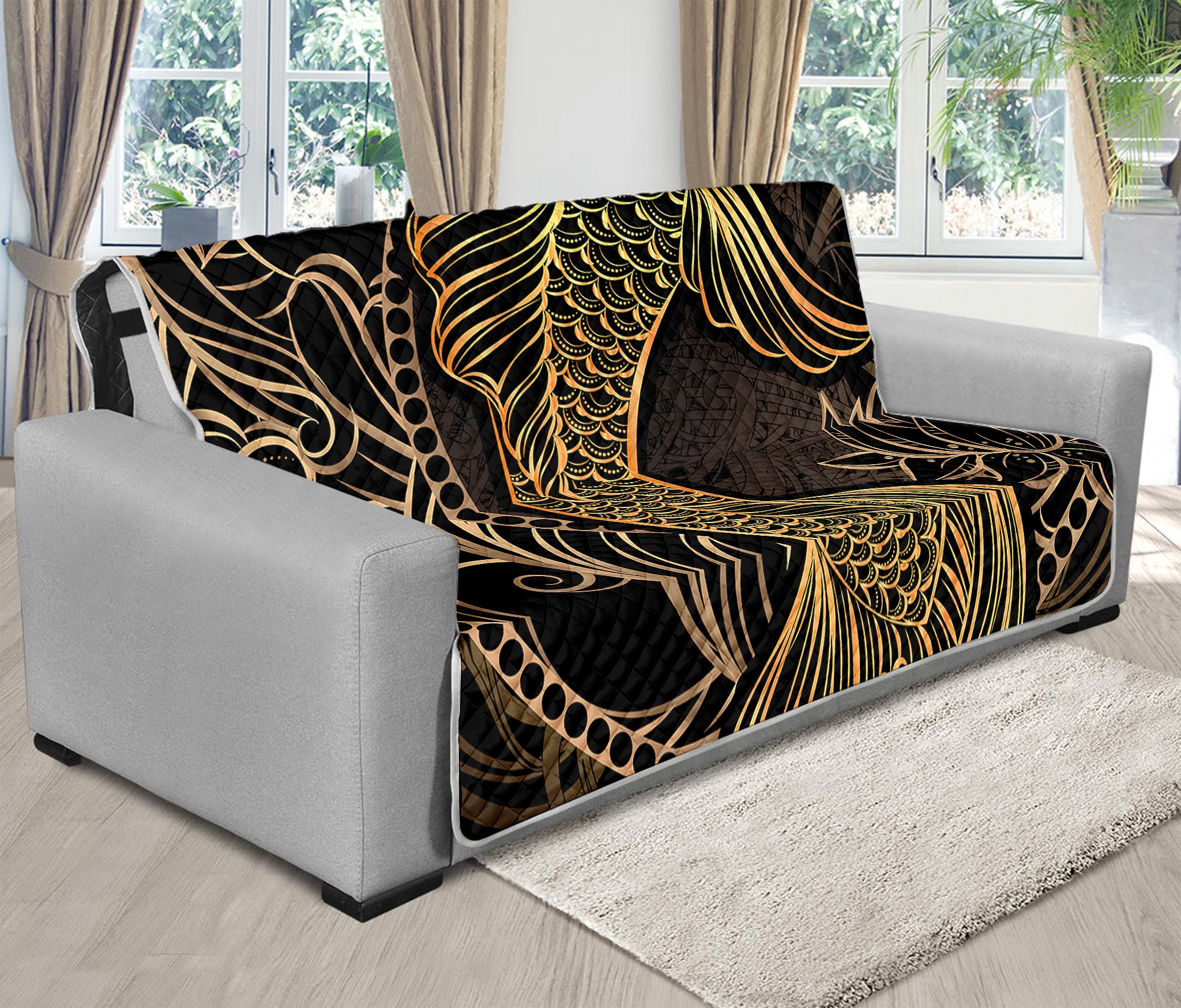 Gold Koi Carp Fish Print Futon Protector