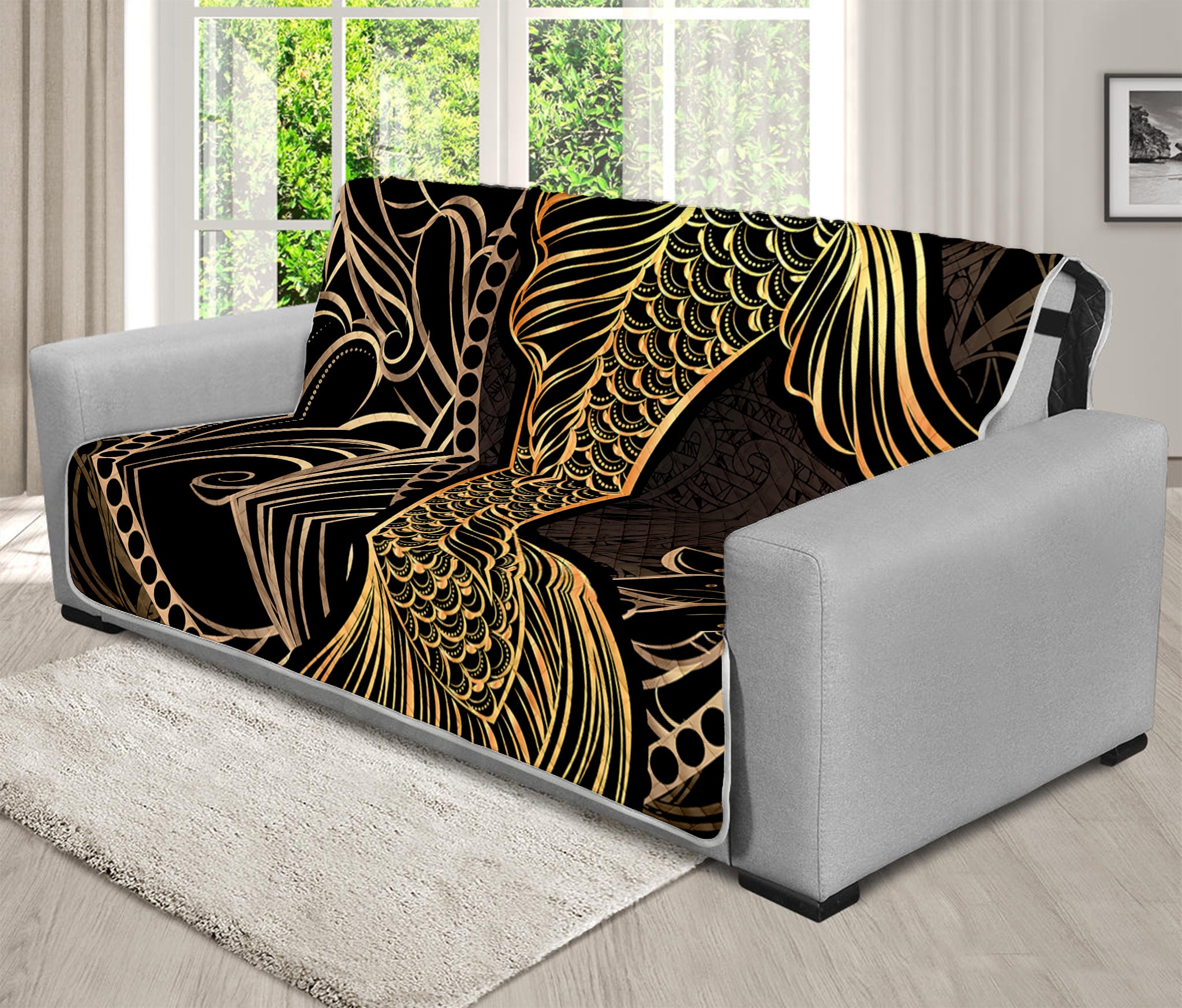 Gold Koi Carp Fish Print Futon Protector