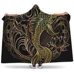 Gold Koi Carp Fish Print Hooded Blanket