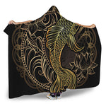 Gold Koi Carp Fish Print Hooded Blanket