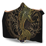 Gold Koi Carp Fish Print Hooded Blanket