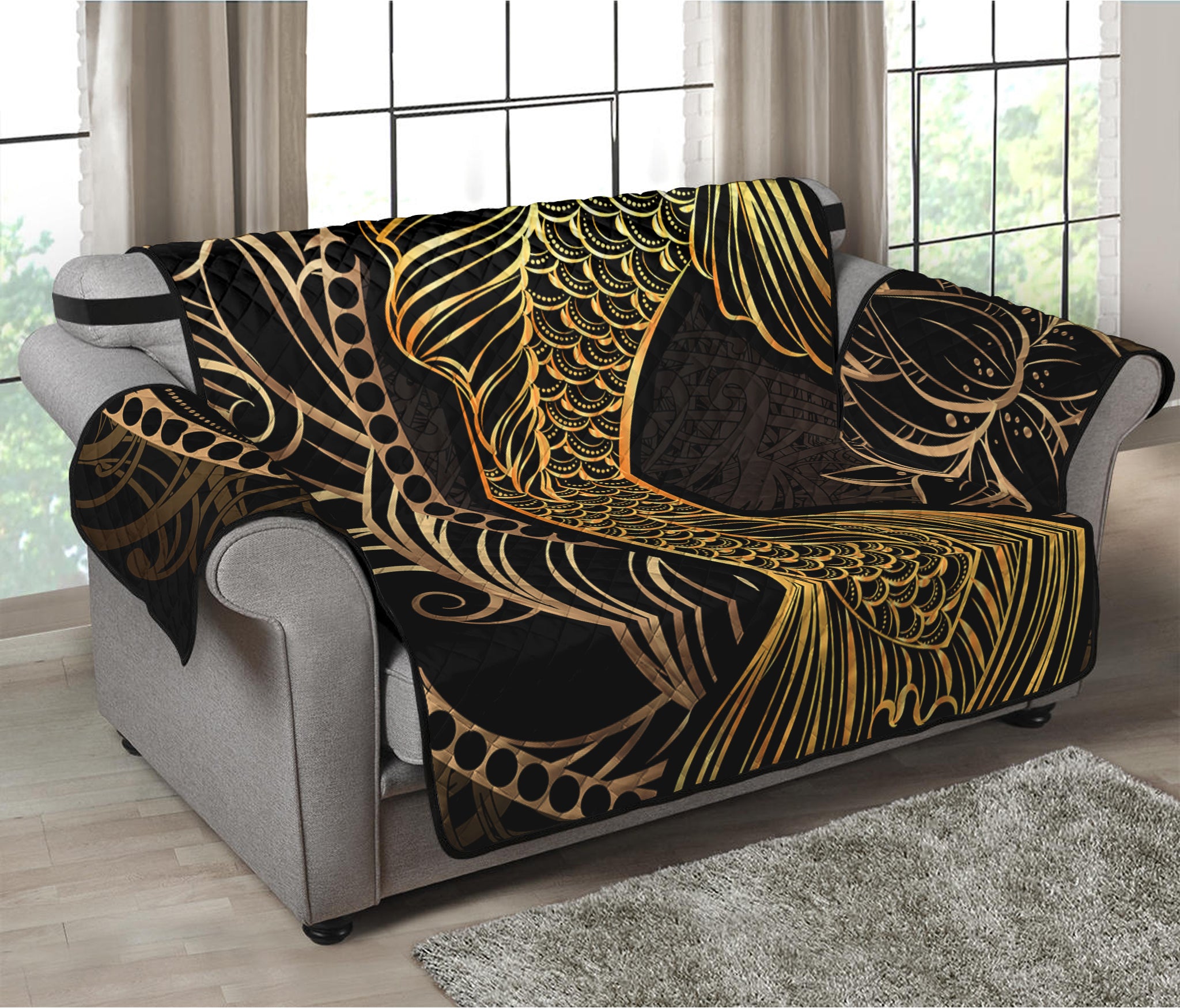 Gold Koi Carp Fish Print Loveseat Protector