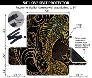 Gold Koi Carp Fish Print Loveseat Protector