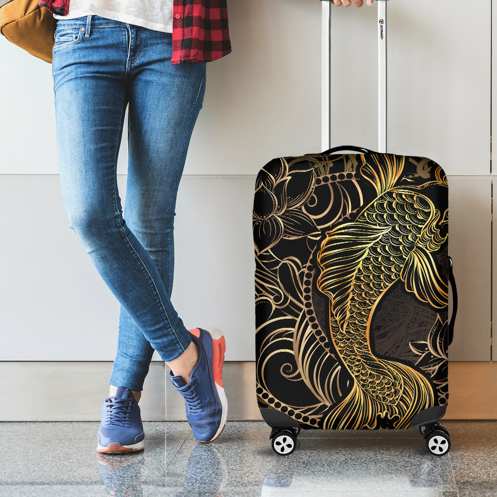 Gold Koi Carp Fish Print Luggage Cover