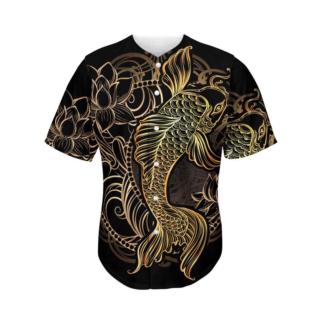 Gold Koi Carp Fish Print Men's Baseball Jersey