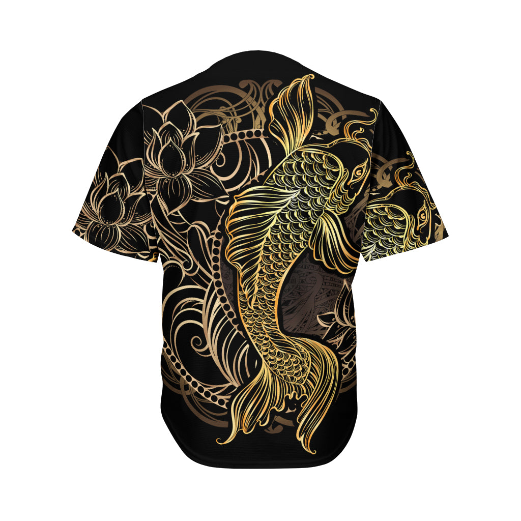 Gold Koi Carp Fish Print Men's Baseball Jersey